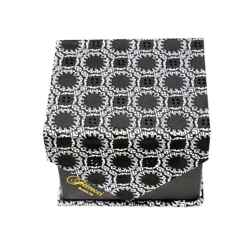 Men's Black-White Geometric Pattern Design 4-pc Necktie Box Set - FHYINC best men's suits, tuxedos, formal men's wear wholesale