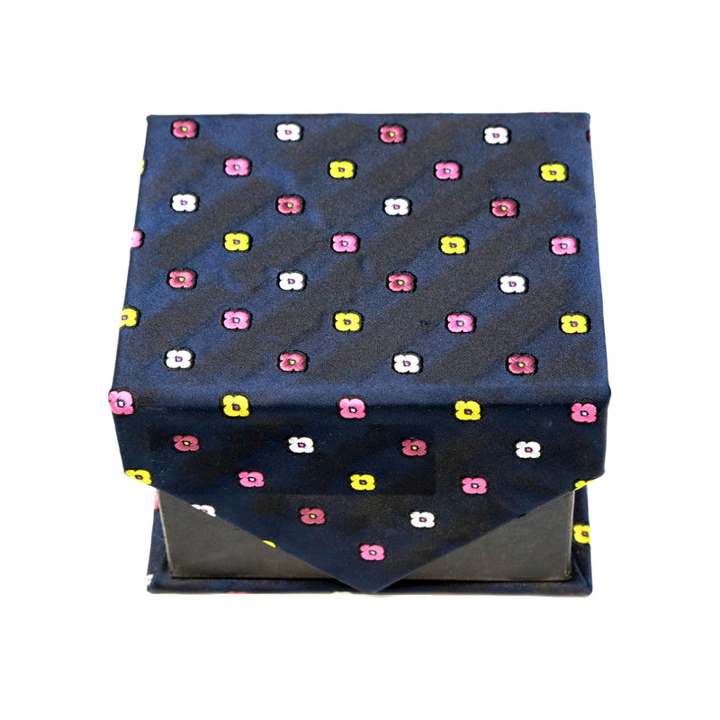 Men's Navy Blue Floral Pattern Design 4-pc Necktie Box Set - FHYINC best men's suits, tuxedos, formal men's wear wholesale