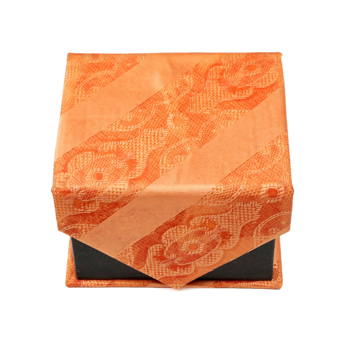Men's Orange-Orange Striped Floral Pattern Design 4-pc Necktie Box Set - FHYINC best men's suits, tuxedos, formal men's wear wholesale