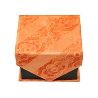 Men's Orange-Orange Striped Floral Pattern Design 4-pc Necktie Box Set - FHYINC best men's suits, tuxedos, formal men's wear wholesale