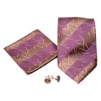 Men's Purple Brown Scattered Striped Design 4-pc Necktie Box Set - FHYINC best men's suits, tuxedos, formal men's wear wholesale