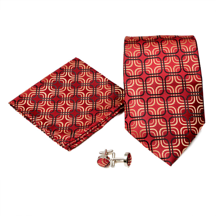 Men's Classic Red-Yellow Layered Design 4-pc Necktie Box Set - FHYINC best men's suits, tuxedos, formal men's wear wholesale