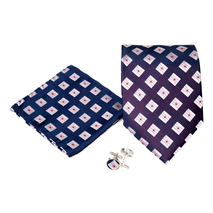 Men's Purple Boxy Geometric Pattern Design 4-pc Necktie Box Set - FHYINC best men's suits, tuxedos, formal men's wear wholesale