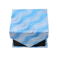Men's Light Blue Wavy Pattern Design 4-pc Necktie Box Set - FHYINC best men's suits, tuxedos, formal men's wear wholesale