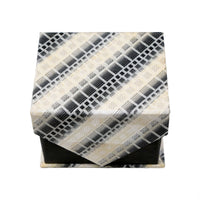 Men's Grey Geometric Pattern Design 4-pc Necktie Box Set - FHYINC best men's suits, tuxedos, formal men's wear wholesale