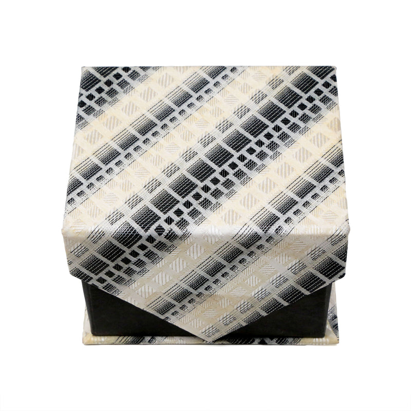Men's Grey Geometric Pattern Design 4-pc Necktie Box Set - FHYINC best men's suits, tuxedos, formal men's wear wholesale