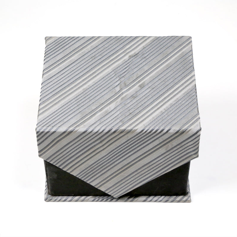 Men's Blue-Silver Striped Pattern Design 4-pc Necktie Box Set - FHYINC best men's suits, tuxedos, formal men's wear wholesale