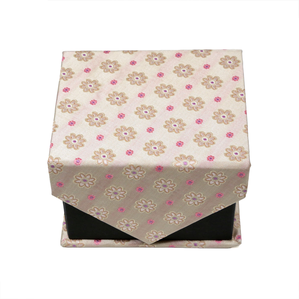Men's Beige/Pink Floral Grid Geometric Pattern Design 4-pc Necktie Box Set - FHYINC best men's suits, tuxedos, formal men's wear wholesale