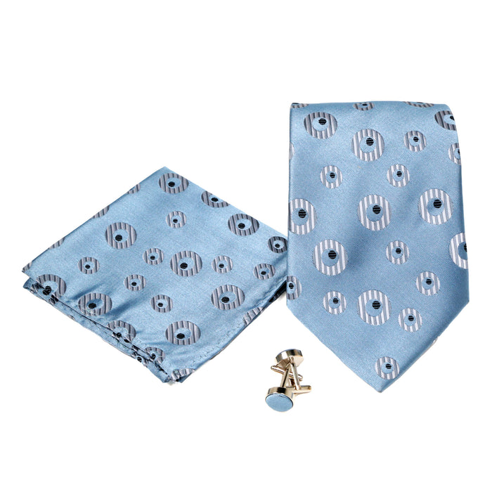 Men's Blue Geometric Pattern Design 4-pc Necktie Box Set - FHYINC best men's suits, tuxedos, formal men's wear wholesale