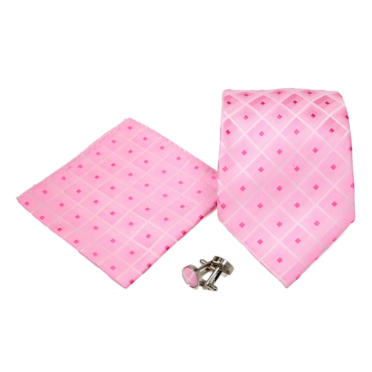 Men's Pink Squared Geometric Pattern Design 4-pc Necktie Box Set - FHYINC best men's suits, tuxedos, formal men's wear wholesale