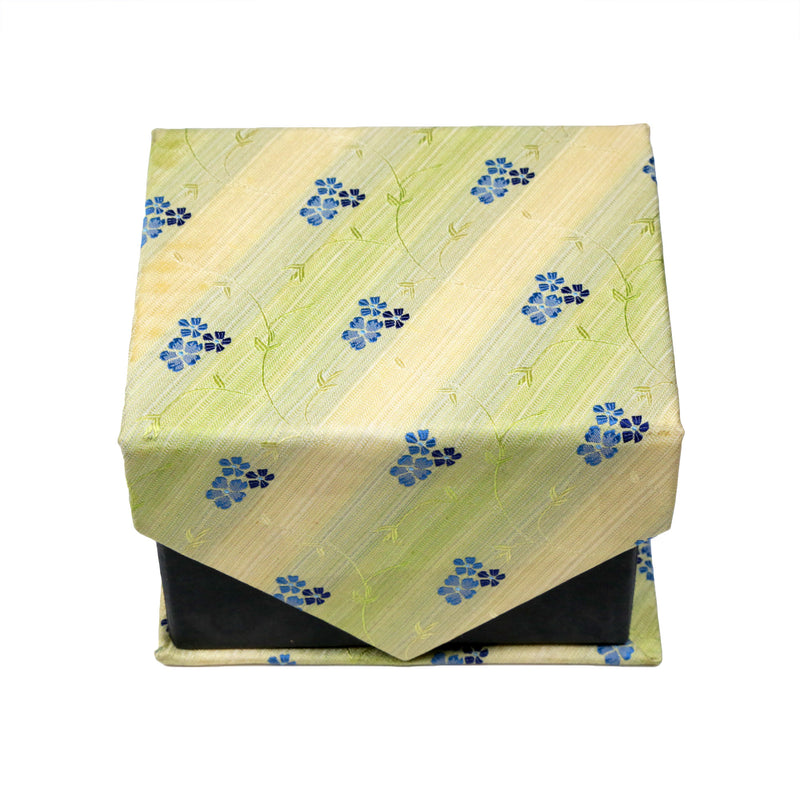 Men's Green-Blue Striped Floral Pattern Design 4-pc Necktie Box Set - FHYINC best men's suits, tuxedos, formal men's wear wholesale