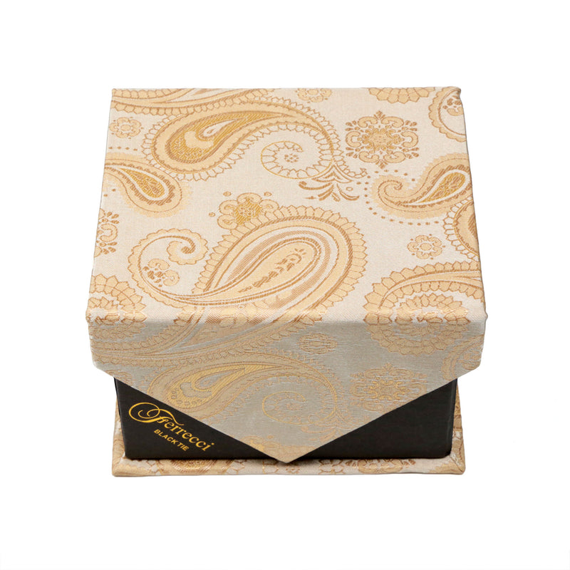 Men's Tan Paisley Pattern Design 4-pc Necktie Box Set - FHYINC best men's suits, tuxedos, formal men's wear wholesale