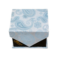 Men's Light Blue Paisley Geometric Pattern Design 4-pc Necktie Box Set - FHYINC best men's suits, tuxedos, formal men's wear wholesale