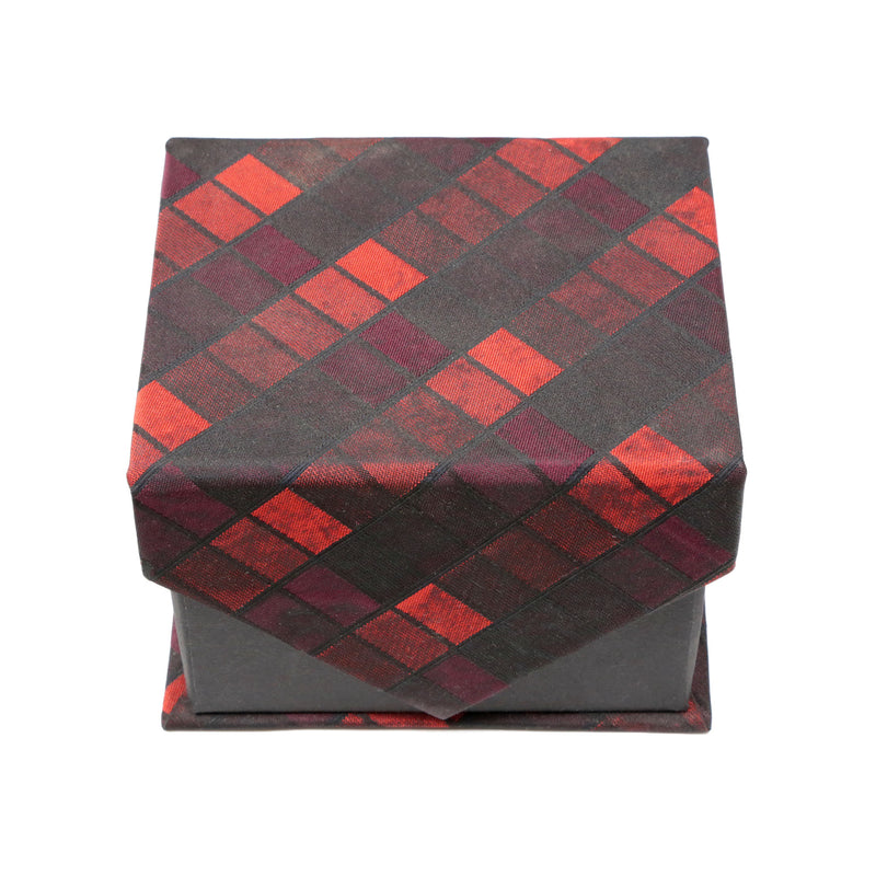 Men's Red/Black Square Geometric Pattern Design 4-pc Necktie Box Set - FHYINC best men's suits, tuxedos, formal men's wear wholesale