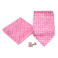 Men's Pink/Pink Geometric Pattern Design 4-pc Necktie Box Set - FHYINC best men's suits, tuxedos, formal men's wear wholesale