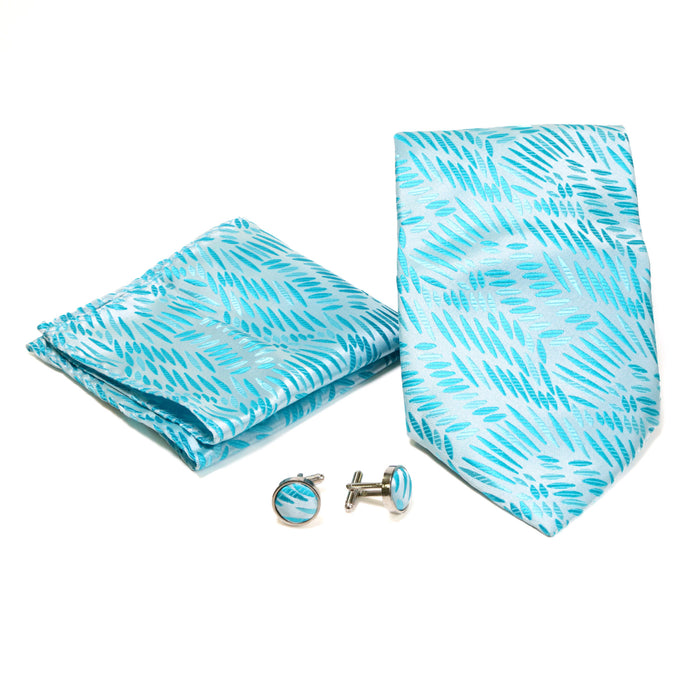 Men's Blue-Turquoise Organic Scattered Design 4-pc Necktie Box Set - FHYINC best men's suits, tuxedos, formal men's wear wholesale