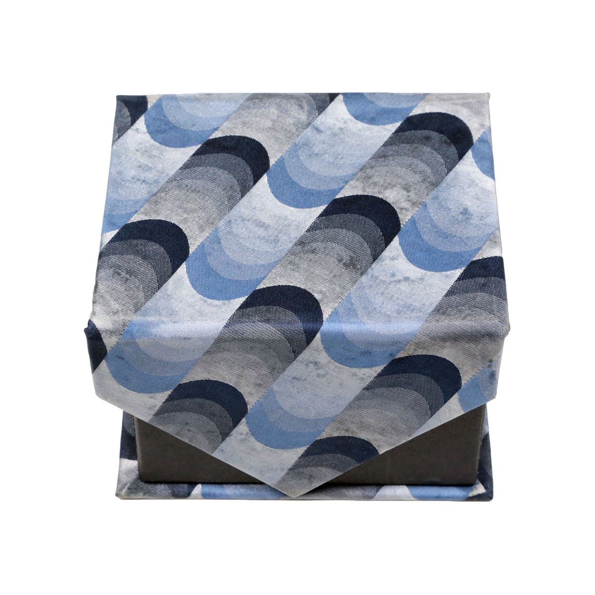Men's Blue/Black Circle Geometric Pattern Design 4-pc Necktie Box Set - FHYINC best men's suits, tuxedos, formal men's wear wholesale