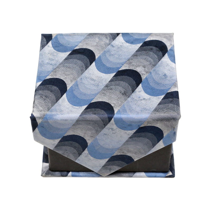 Men's Blue/Black Circle Geometric Pattern Design 4-pc Necktie Box Set - FHYINC best men's suits, tuxedos, formal men's wear wholesale