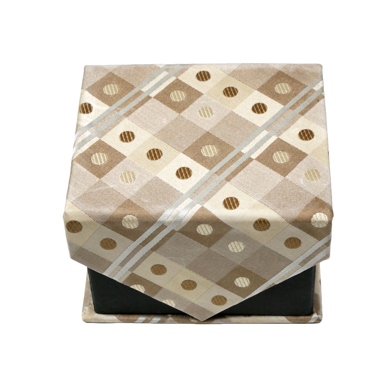 Men's Beige/Brown Square Geometric Pattern Design 4-pc Necktie Box Set - FHYINC best men's suits, tuxedos, formal men's wear wholesale