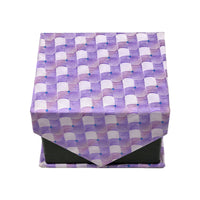 Men's Purple Square Geometric Pattern Design 4-pc Necktie Box Set - FHYINC best men's suits, tuxedos, formal men's wear wholesale