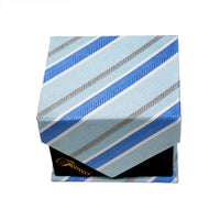 Men's Blue-Light Blue Striped Pattern Design 4-pc Necktie Box Set - FHYINC best men's suits, tuxedos, formal men's wear wholesale