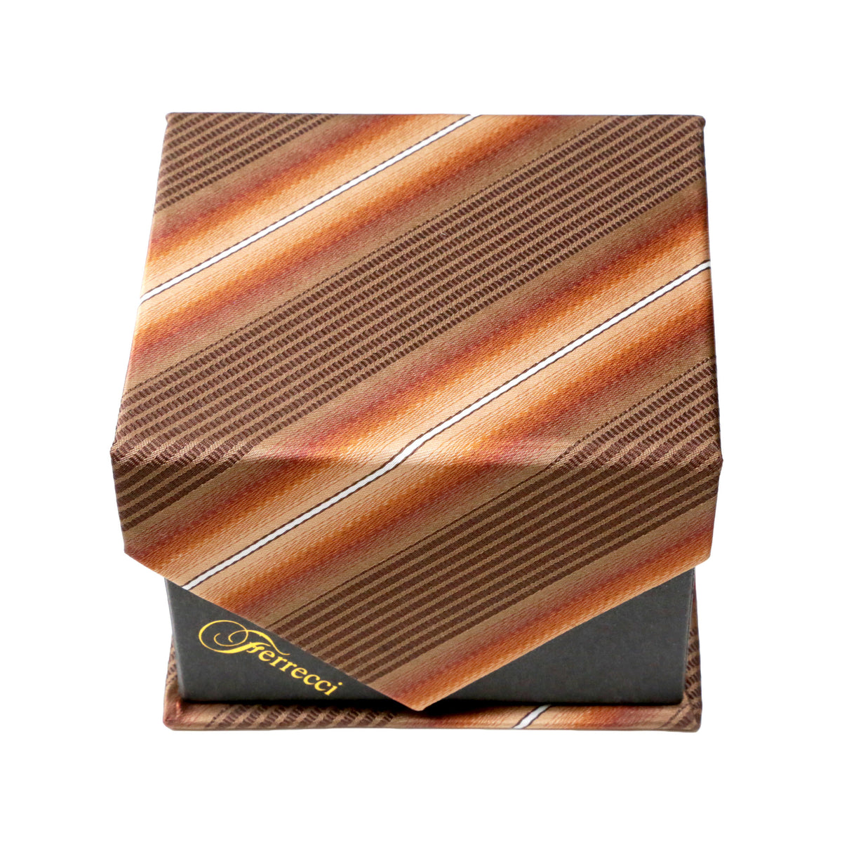 Men's Classic Brown-White Pattern Design 4-pc Necktie Box Set - FHYINC best men's suits, tuxedos, formal men's wear wholesale