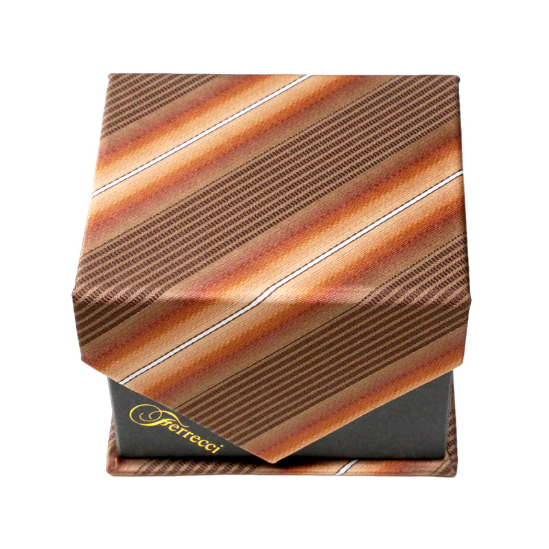 Men's Classic Brown-White Pattern Design 4-pc Necktie Box Set - FHYINC best men's suits, tuxedos, formal men's wear wholesale