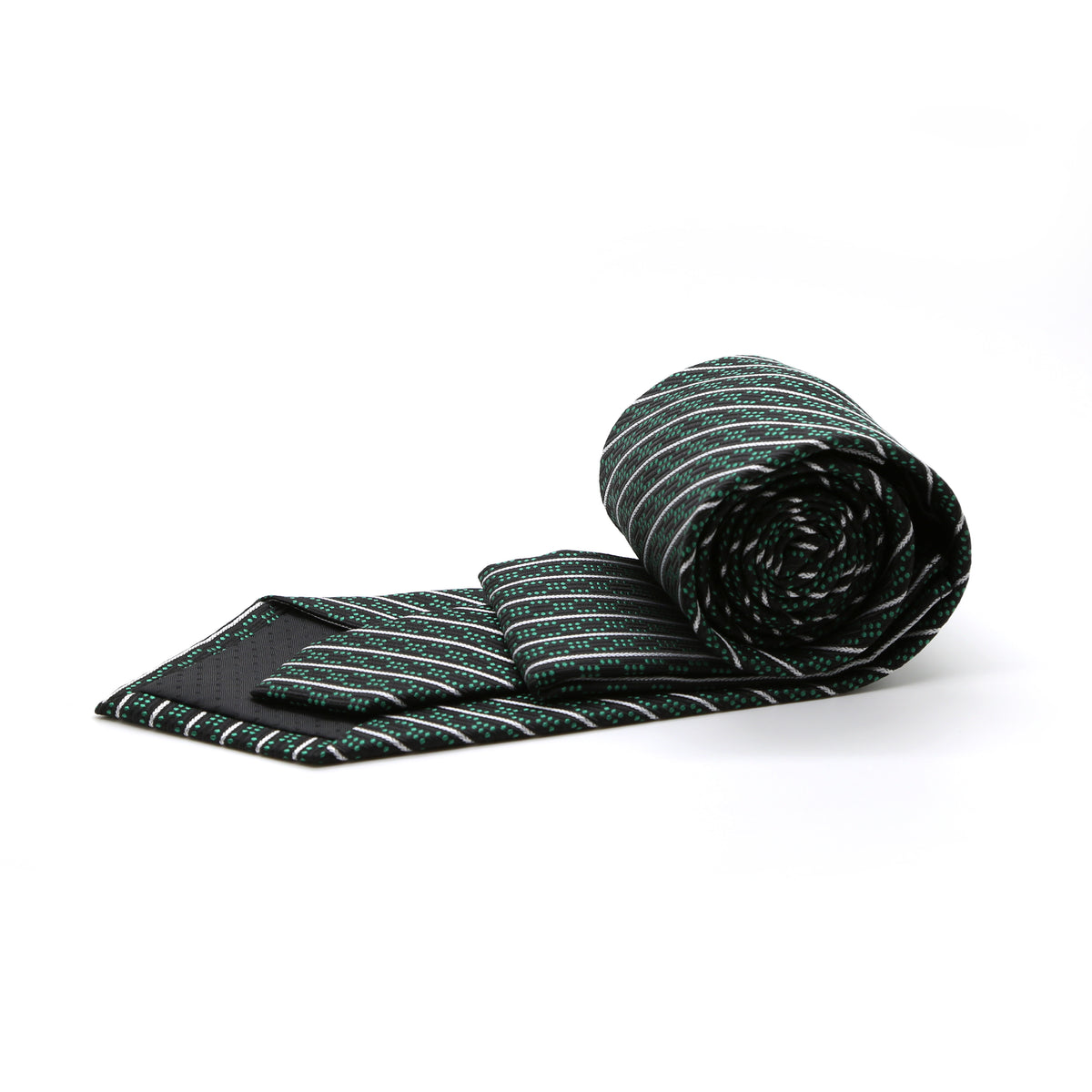 Ferrecci Mens Black/Green Striped Necktie with Handkerchief Set - FHYINC best men's suits, tuxedos, formal men's wear wholesale