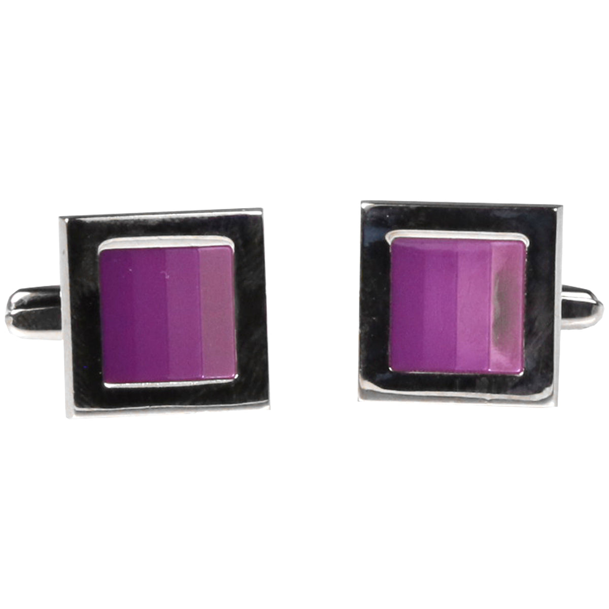 Silvertone Square Purple Gradient Cufflinks with Jewelry Box - FHYINC best men's suits, tuxedos, formal men's wear wholesale