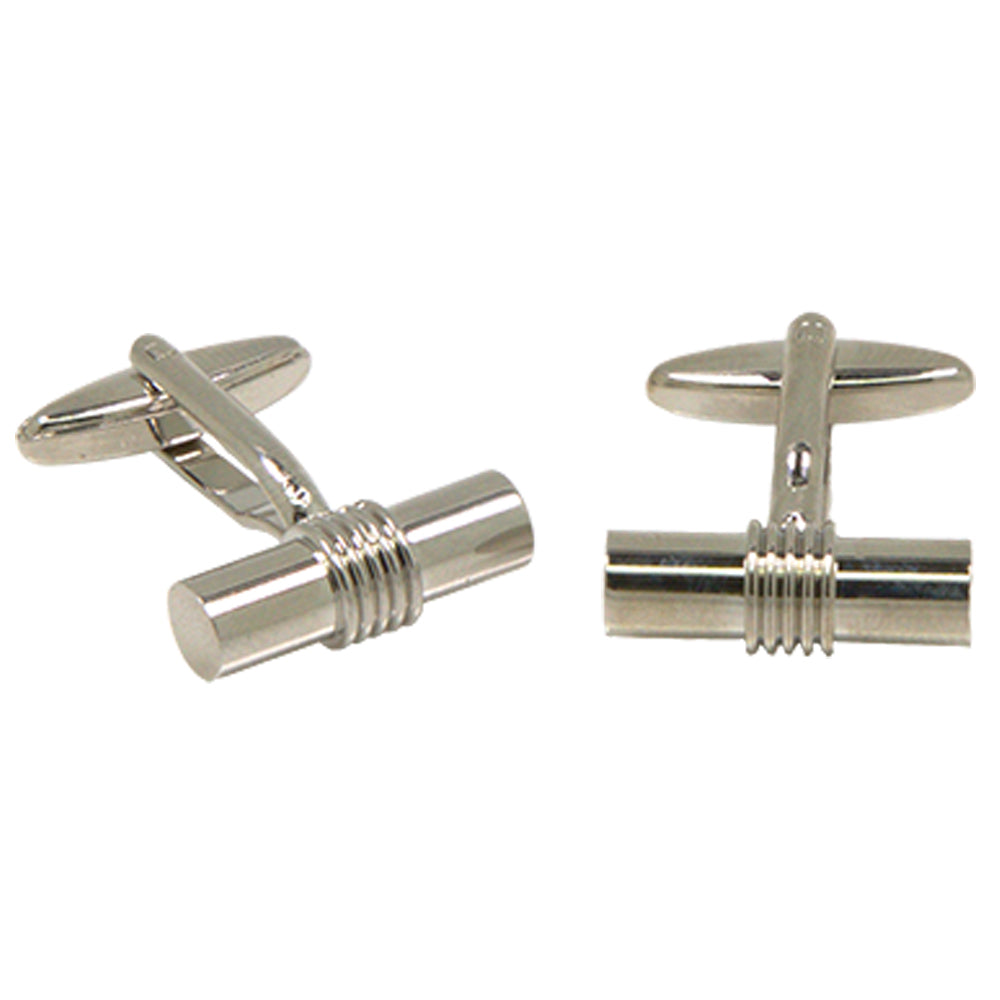 Silvertone Tube Cufflinks with Jewelry Box - FHYINC best men's suits, tuxedos, formal men's wear wholesale