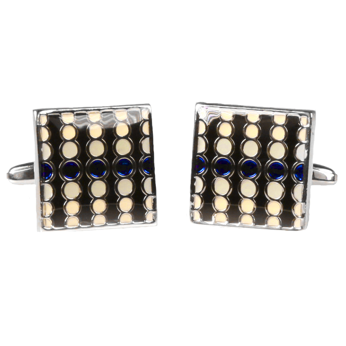 Silvertone Square Geometric Dots Cufflinks with Jewelry Box - FHYINC best men's suits, tuxedos, formal men's wear wholesale
