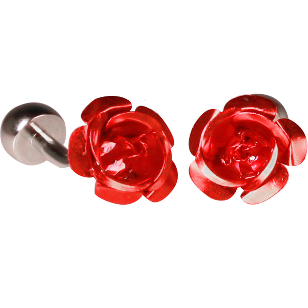 Silvertone Novelty Rose Cufflinks with Jewelry Box - FHYINC best men's suits, tuxedos, formal men's wear wholesale