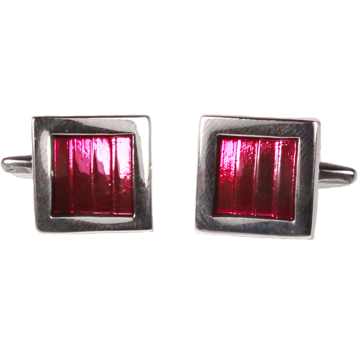 Silvertone Square Lavender Gemstone Cufflinks with Jewelry Box - FHYINC best men's suits, tuxedos, formal men's wear wholesale