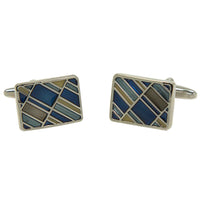 Silvertone Square Geometric Pattern Cufflinks with Jewelry Box - FHYINC best men's suits, tuxedos, formal men's wear wholesale