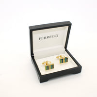 Goldtone Blue Cuff Links With Jewelry Box - FHYINC