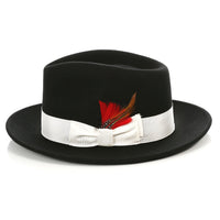 Crushable Fedora Hat in Black With White Band
