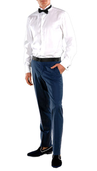Dark Blue Slim Fit Peak Lapel 2pc Tuxedo - Crisp - FHYINC best men's suits, tuxedos, formal men's wear wholesale