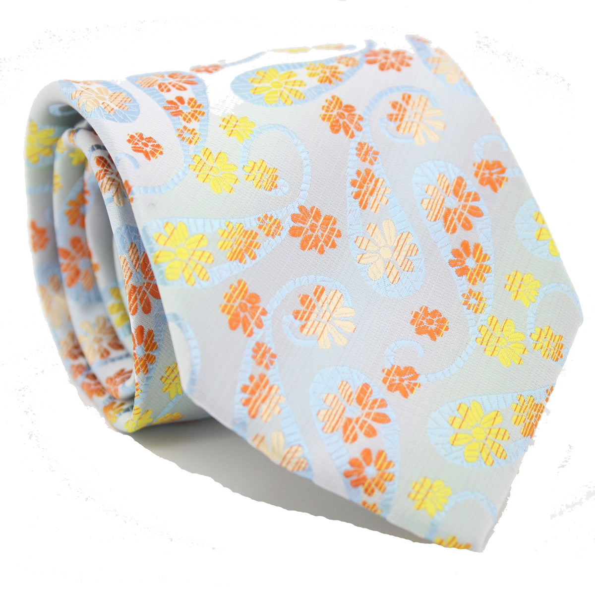 Mens Dads Classic Yellow Floral Pattern Business Casual Necktie & Hanky Set DF-2 - FHYINC best men's suits, tuxedos, formal men's wear wholesale