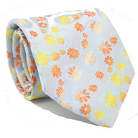 Mens Dads Classic Yellow Floral Pattern Business Casual Necktie & Hanky Set DF-2 - FHYINC best men's suits, tuxedos, formal men's wear wholesale