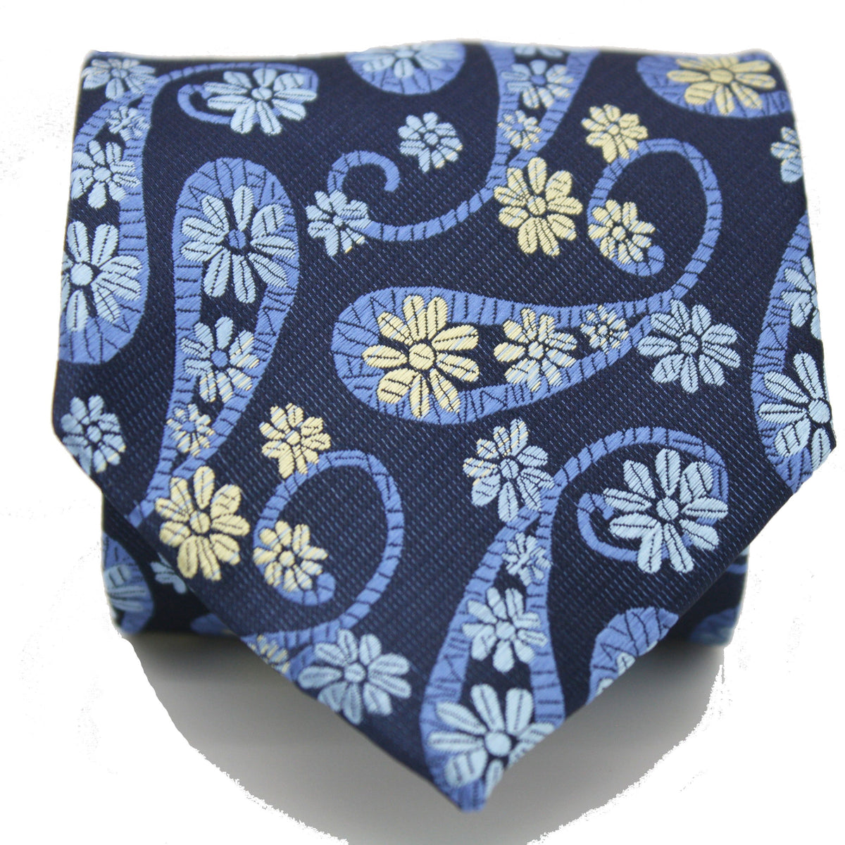 Mens Dads Classic Navy Floral Pattern Business Casual Necktie & Hanky Set DF-5 - FHYINC best men's suits, tuxedos, formal men's wear wholesale