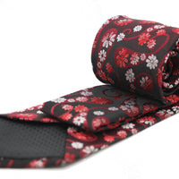 Mens Dads Classic Red Floral Pattern Business Casual Necktie & Hanky Set DF-7 - FHYINC best men's suits, tuxedos, formal men's wear wholesale