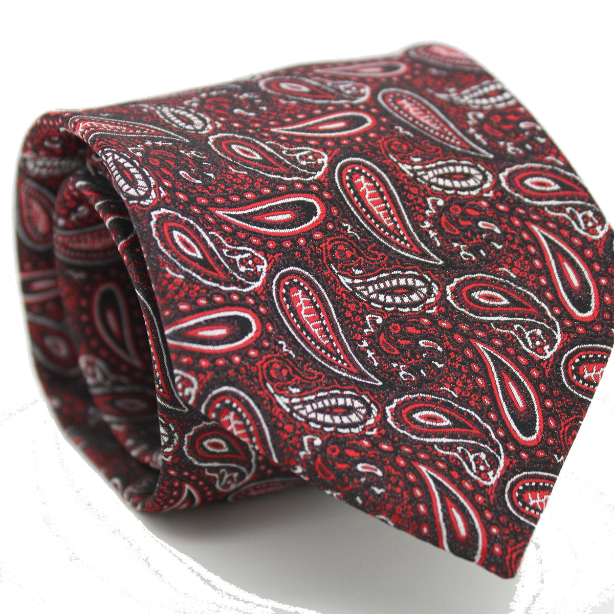 Mens Dads Classic Red Paisley Pattern Business Casual Necktie & Hanky Set EF-3 - FHYINC best men's suits, tuxedos, formal men's wear wholesale