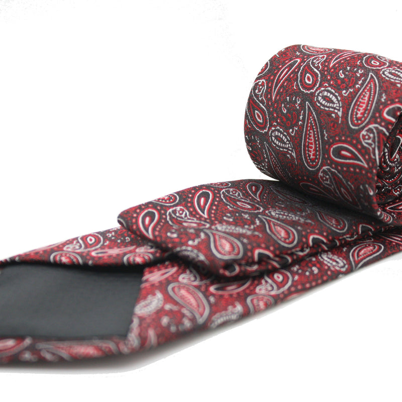 Mens Dads Classic Red Paisley Pattern Business Casual Necktie & Hanky Set EF-3 - FHYINC best men's suits, tuxedos, formal men's wear wholesale