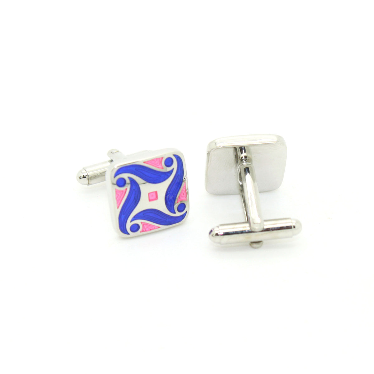 Silvertone Purple Swirl Cuff Links With Jewelry Box - FHYINC