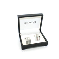 Silvertone Stripe Cuff Links With Jewelry Box - FHYINC