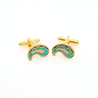 Goldtone Paisley Design Cuff Links With Jewelry Box - FHYINC
