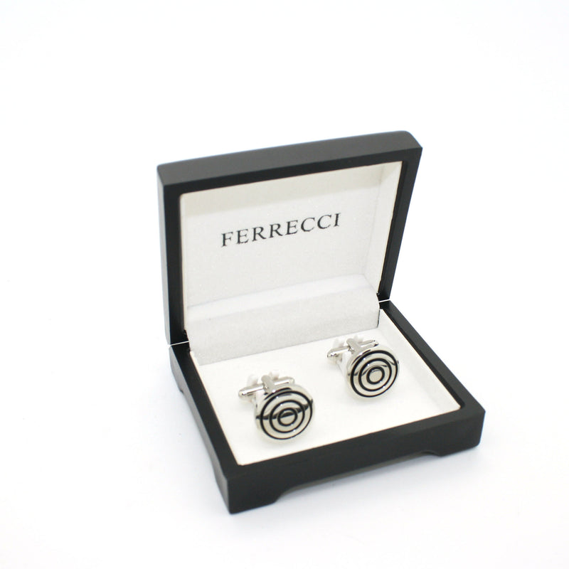 Silvertone Round Cuff Links With Jewelry Box - FHYINC