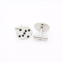 Silvertone Black White Oval Cuff Links With Jewelry Box - FHYINC