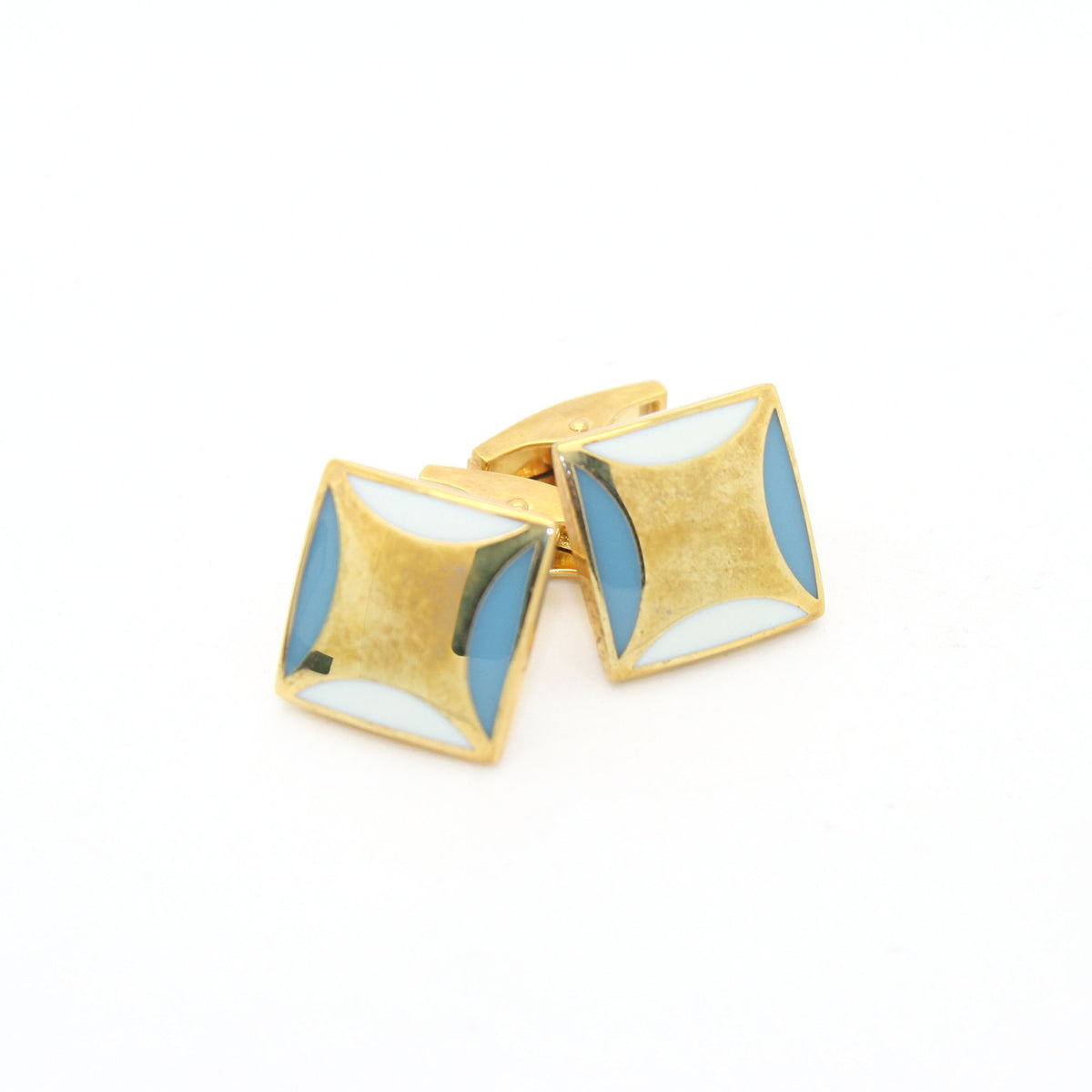 Goldtone Sky Blue Cuff Links With Jewelry Box - FHYINC