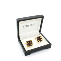 Goldtone Burdungy DesignCuff Links With Jewelry Box - FHYINC
